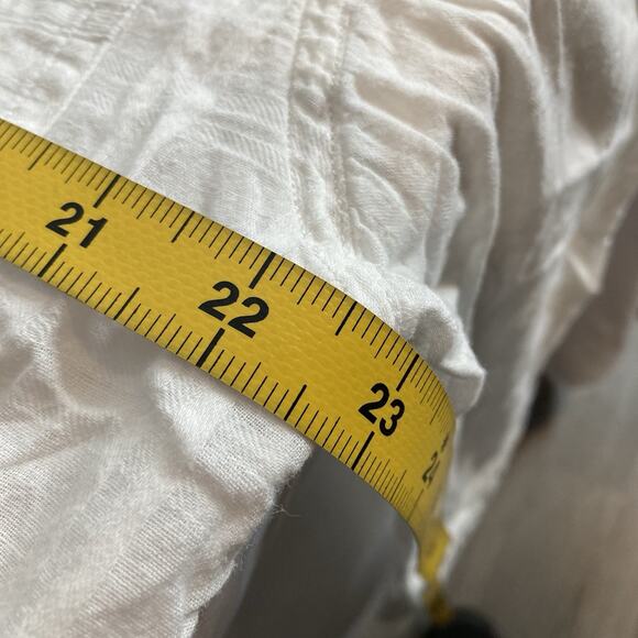 Chico's Womens White Striped Textured Button Up Indian Cotton Shirt Size 2 Large - Picture 4 of 12